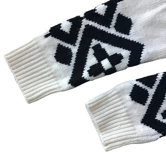 FOREVER 21 Sweater Crop Long Sleeves White/Black Size S - Picture 3 of 8